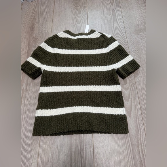 Madewell Amanda Cotton Boucle Sweater Tee in Expedition Green/Cream Stripe - Picture 6 of 7